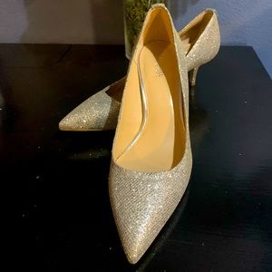 Size 7.5 Michael Kors Silver Kitten Heels